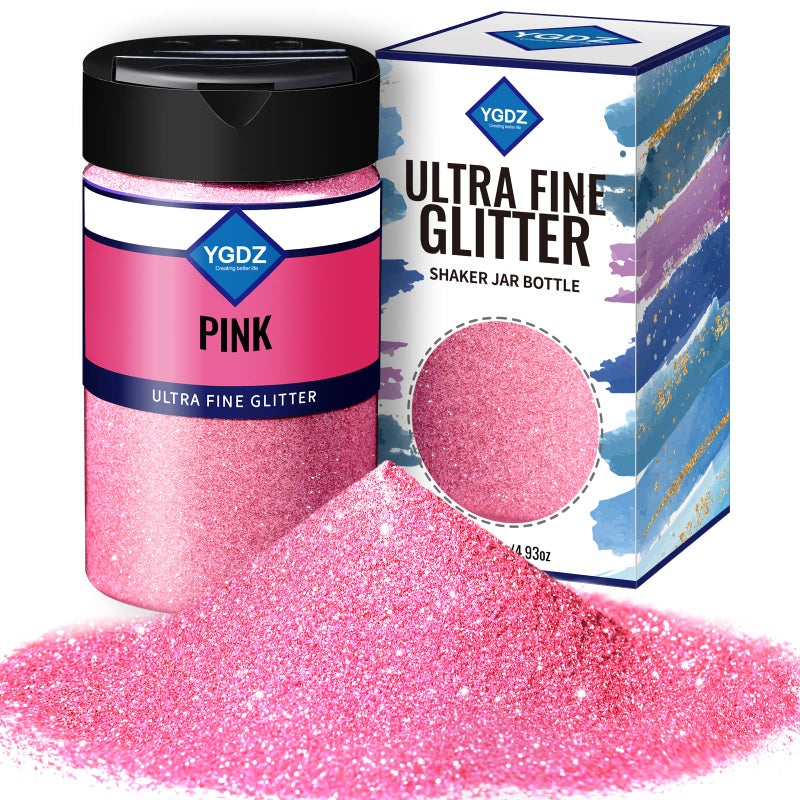 Fine Glitter YGDZ 140G 493OZ Glitter Powder for Tumblers Resin Crafts Cosmetic Nail Face Body Painting Hair Glitter Pink