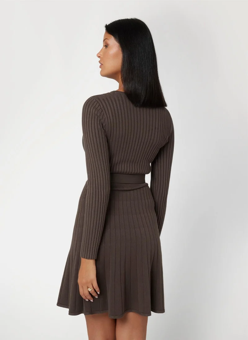 جس Belted Plisse Dress