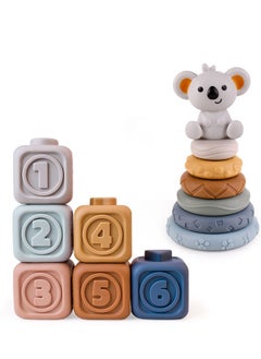 General Baby Stacking Toy Baby Teething Toy Koala Baby Stacking Ring Toys Nesting Circle Toy Silicone Baby Toys Early Educational Toy Gifts for Toddler Boys Girls  - Image 1