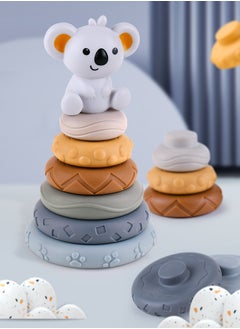 General Baby Stacking Toy Baby Teething Toy Koala Baby Stacking Ring Toys Nesting Circle Toy Silicone Baby Toys Early Educational Toy Gifts for Toddler Boys Girls  - Image 2