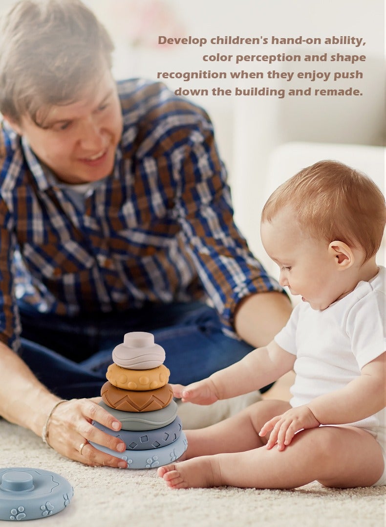 general Baby Stacking Toy Baby Teething Toy Koala Baby Stacking Ring Toys Nesting Circle Toy Silicone Baby Toys Early Educational Toy Gifts for Toddler Boys Girls - Image 4