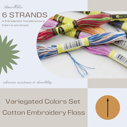 AMOHilos 40 Skeins Variegated Mercerized Egyptian Cotton Rainbow Color for Embroidery Floss Cross Stitch Threads Friendship Bracelets Floss Craft Floss (40 Colors Set) - Image 4
