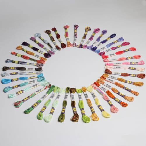 AMOHilos 40 Skeins Variegated Mercerized Egyptian Cotton Rainbow Color for Embroidery Floss Cross Stitch Threads Friendship Bracelets Floss Craft Floss (40 Colors Set) - Image 2
