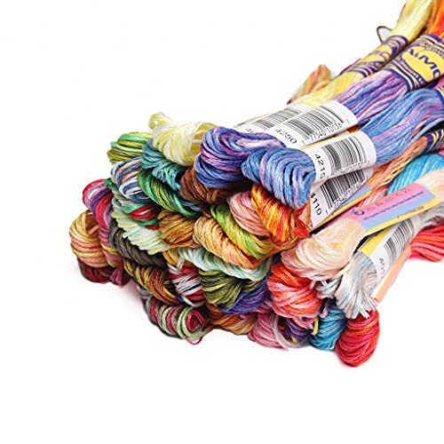 AMOHilos 40 Skeins Variegated Mercerized Egyptian Cotton Rainbow Color for Embroidery Floss Cross Stitch Threads Friendship Bracelets Floss Craft Floss (40 Colors Set) - Image 1