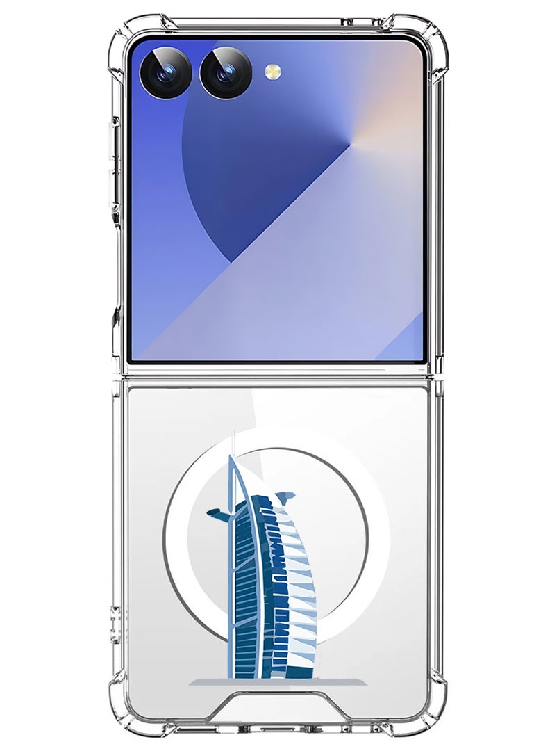 Theodor Magnetic Case for Samsung Galaxy Z Flip 7 Compatible with MagSafe Wireless Charging, Shockproof Phone Bumper Cover Burj Al arab - Image 1