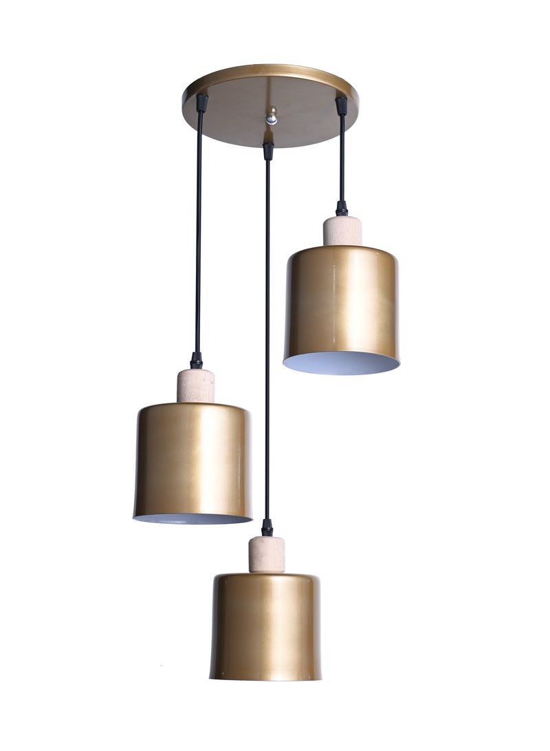 El Rawda Lighting Three Metal Hanging With | modern decorative LED E27 pendant light ceiling lamp hanging | suitable for any room | Color: Gold | Size: 70x26 cm