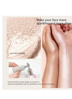 KYDA KYDA Highlighter Powder Spray, Glitter High Gloss Spray Shimmer Sparkle Powder, for Face Body Cosmetic-Soft Pink  - Image 3
