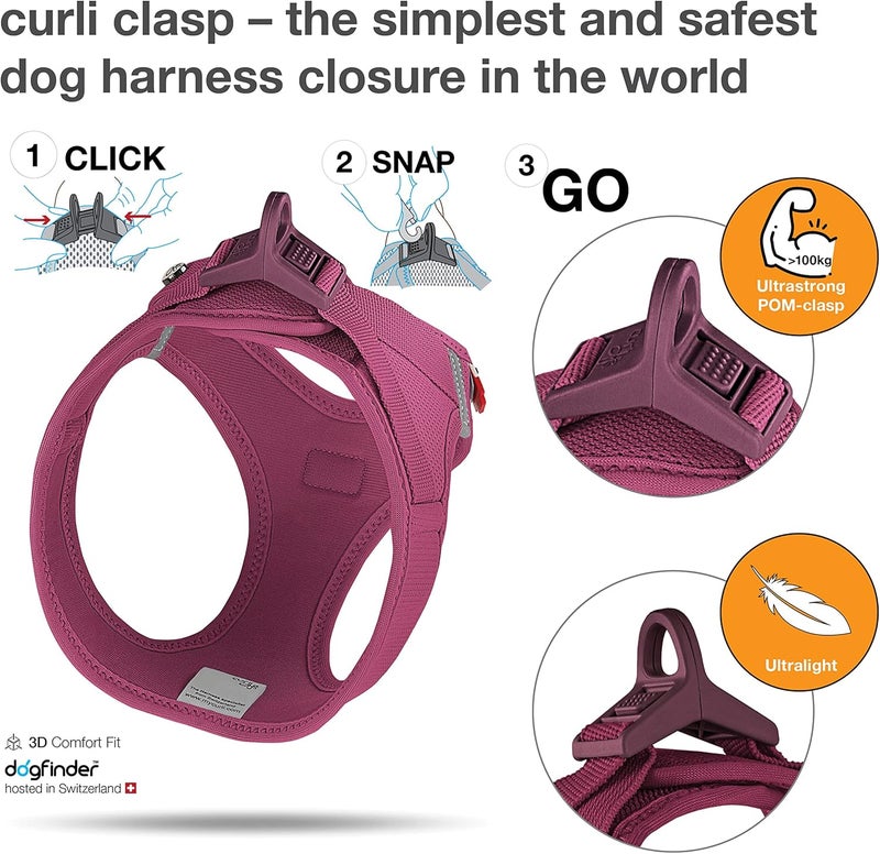 Curli Vest Harness with Curli Clasp Air Mesh for Dogs Size: XXS Color:Ruby - Image 3