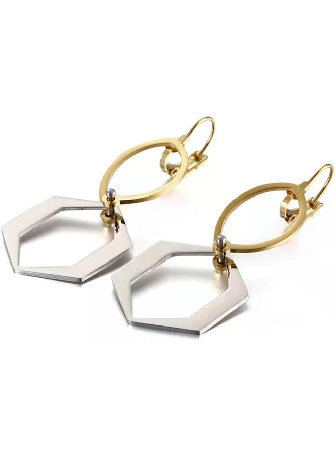 لي كوبر أقراط نسائية من الفولاذ المقاوم للصدأ بطلاء ذهبي