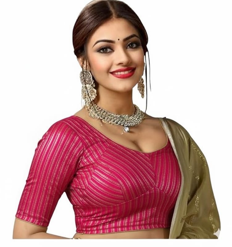 Bhochi Stylish Latest Katori Design Golden Foil Printed Blouse Stretchable Readymade Saree Blouses for Women Trendy Blouse Special for Festival - Image 5