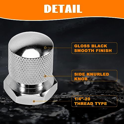 Eumti 3PCS Stainless Knurled Fender Rear Seat Bolt Screw with Solo seat mounting nut 1/4"-20 Thread Skull Pattern Black Eyes Chrome Fit Harley All Touring Softail Models 1999-Later - Image 5