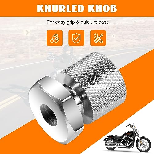 Eumti 3PCS Stainless Knurled Fender Rear Seat Bolt Screw with Solo seat mounting nut 1/4"-20 Thread Skull Pattern Black Eyes Chrome Fit Harley All Touring Softail Models 1999-Later - Image 4