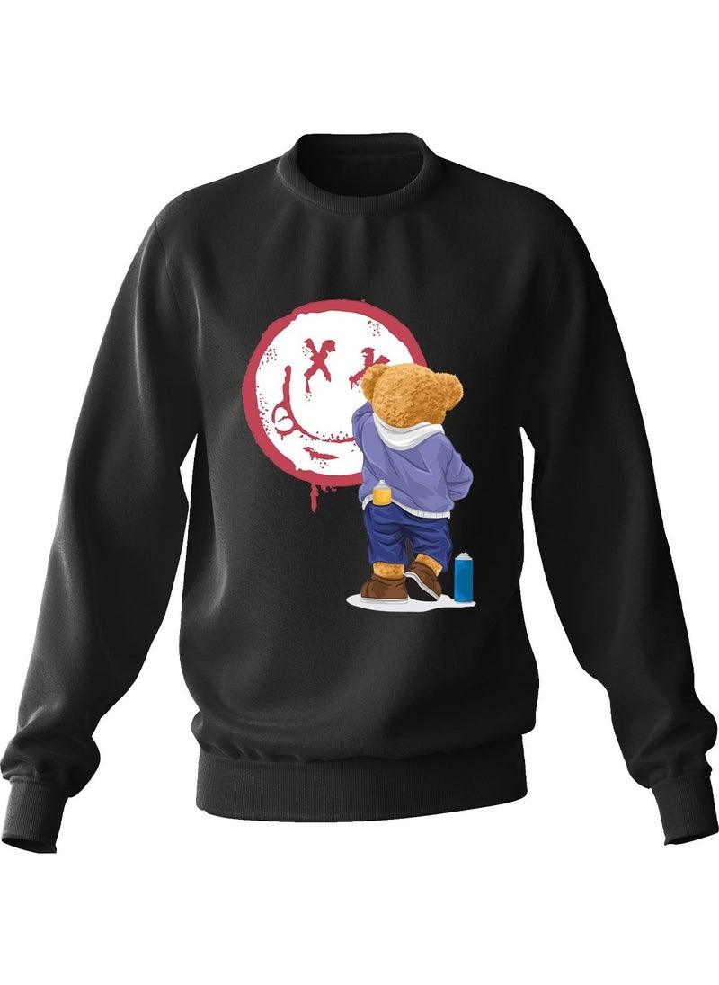 Ada Bebek Çocuk - Ada Baby Kids Oversize Painter Bear Printed Kids Sweatshirt - Image 1