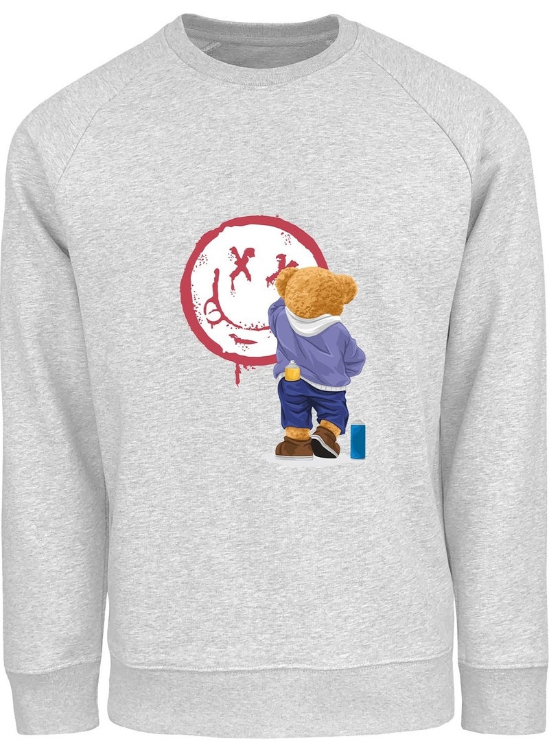 Ada Bebek Çocuk - Ada Baby Kids Oversize Painter Bear Printed Kids Sweatshirt - Image 1