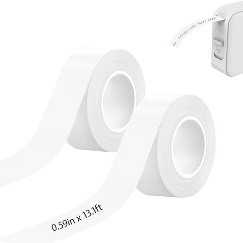 Xioyidun Label Tape Continuous Waterproof Label Tape Thermal Sticker Labels 0.59in X 13.12Ft(15mmX4m) Suitable for Most Label Maker for Home, Office, School, Barcode, Name, Date, Price etc(White, 2Rolls) - Image 1