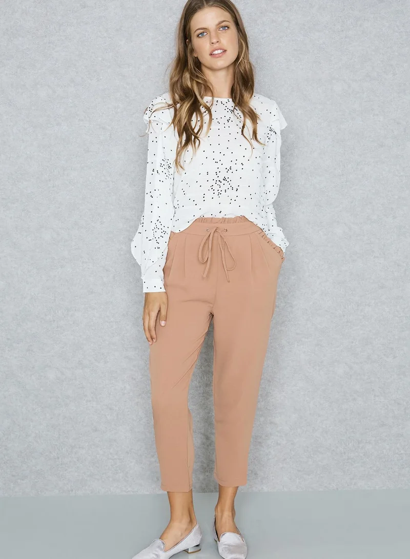Ginger Polka Dot Ruffle Paneled Top
