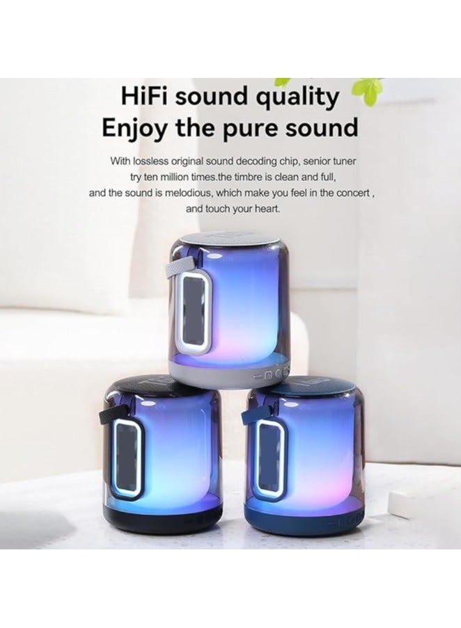 Q Pro Portable Bluetooth Speaker with LED Lights, Waterproof Wireless Stereo Sound, Mini Outdoor Bluetooth Speaker for Travel, Home Audio, FM Radio, USB & AUX Input, Loud Bass, Lightweight Party Speaker, Small Wireless Speaker for Music, High-Quality Portable Speaker with Subwoofer - Black - Image 5
