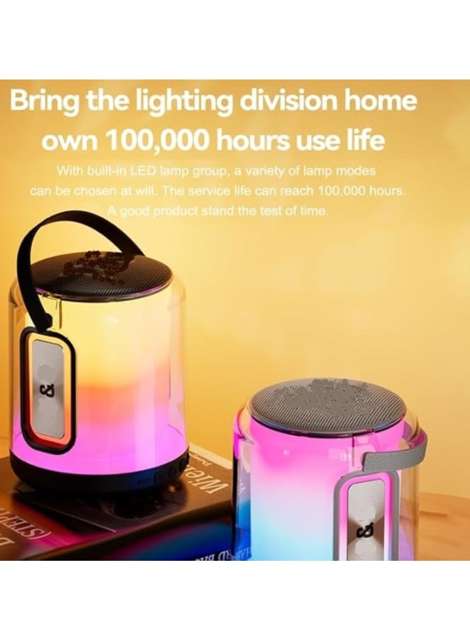 Q Pro Portable Bluetooth Speaker with LED Lights, Waterproof Wireless Stereo Sound, Mini Outdoor Bluetooth Speaker for Travel, Home Audio, FM Radio, USB & AUX Input, Loud Bass, Lightweight Party Speaker, Small Wireless Speaker for Music, High-Quality Portable Speaker with Subwoofer - Black - Image 3