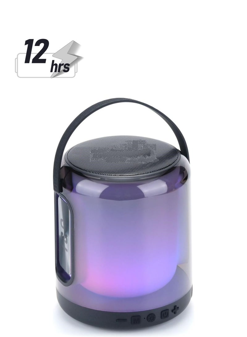 Q Pro Portable Bluetooth Speaker with LED Lights, Waterproof Wireless Stereo Sound, Mini Outdoor Bluetooth Speaker for Travel, Home Audio, FM Radio, USB & AUX Input, Loud Bass, Lightweight Party Speaker, Small Wireless Speaker for Music, High-Quality Portable Speaker with Subwoofer - Black - Image 1