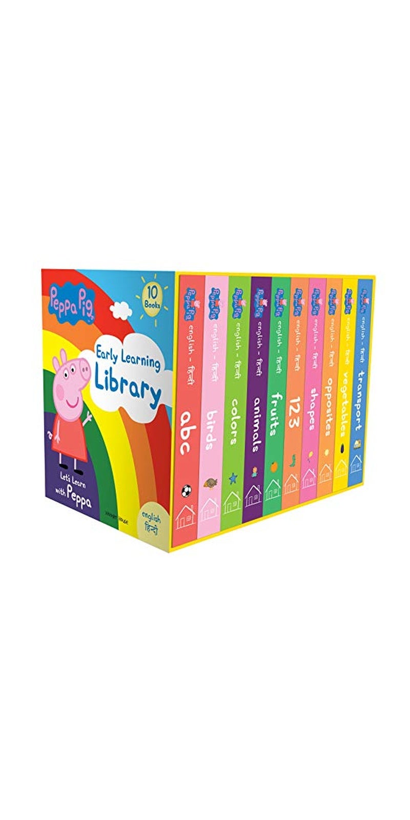 Peppa Pig Early Learning Library (English-Hindi): Boxset of 10 Board Books for Children