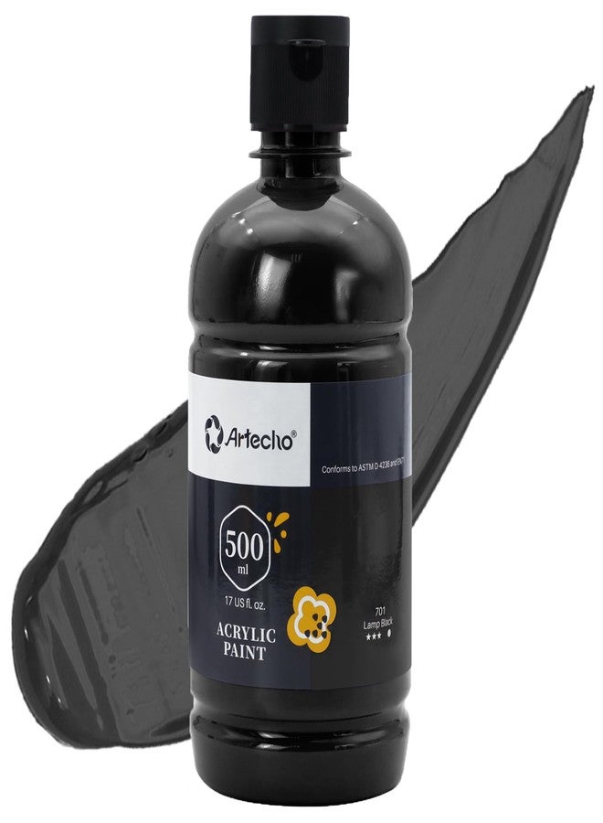 Artecho Black Acrylic Paint Large Bottle 500ml / 17oz, Black Craft Paint for Art Supplies, Black Paint for Canvas, Rocks, Wood, Fabric, Ceramic, Non Toxic Paint - Image 1