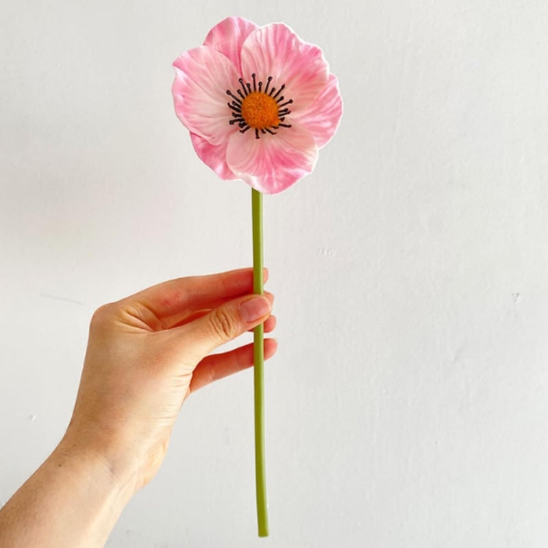 OUKEYI Artificial Flowers False Poppy Flowers,10 pcs Artificial Poppy Silk Fake Flowers,No Fade PU Fake Latex Flowers for Kitchen Table Centerpiece Wedding Holiday Bridal Bouquet Home Party Decor (pink) - Image 3
