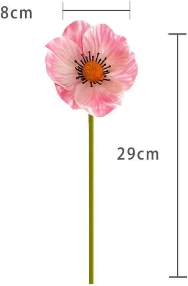 OUKEYI Artificial Flowers False Poppy Flowers,10 pcs Artificial Poppy Silk Fake Flowers,No Fade PU Fake Latex Flowers for Kitchen Table Centerpiece Wedding Holiday Bridal Bouquet Home Party Decor (pink) - Image 2