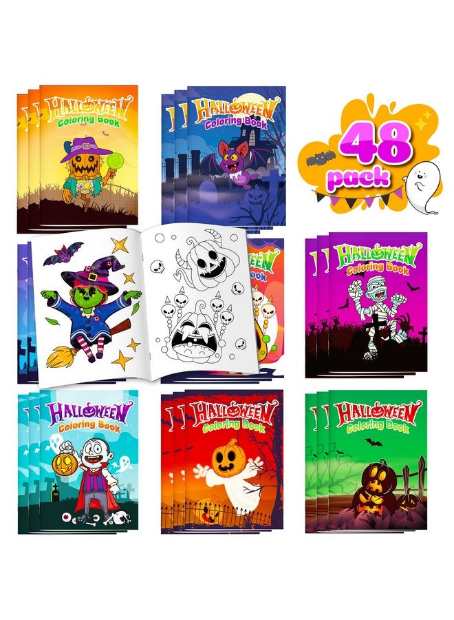 D-FantiX Halloween Coloring Books Bulk for Kids Ages 3-8, 48 Pack Mini Coloring Books Party Favors, Trick or Treat Goodie Bag Stuffer Fillers Gifts Fun Activity Decorations Supplies - Image 1