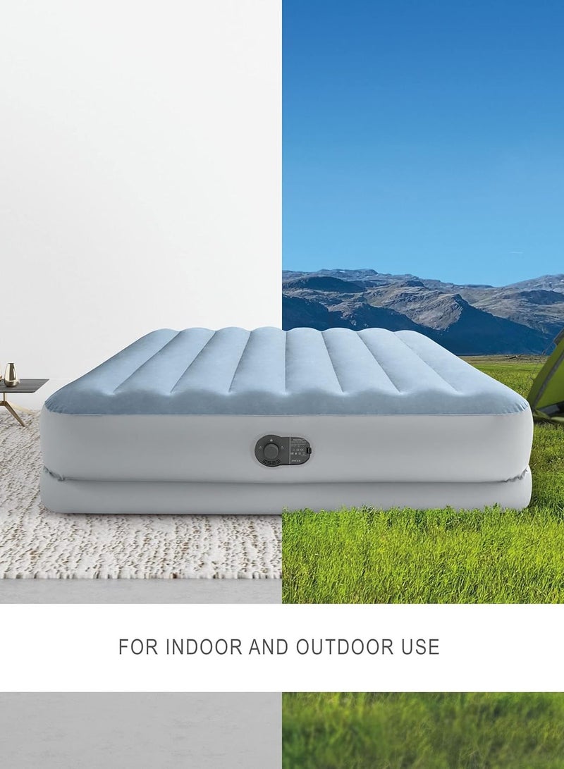 INTEX Dura-Beam Plus Comfort Queen Air Bed Queen Dura-Beam Comfort Plush High-Rise Inflatable Air Mattress With Built In Pump For Travel And Camping Air Bed With Fastfill Usb Pump 203X152X36CM Airbed Fibertech Technology - Image 2