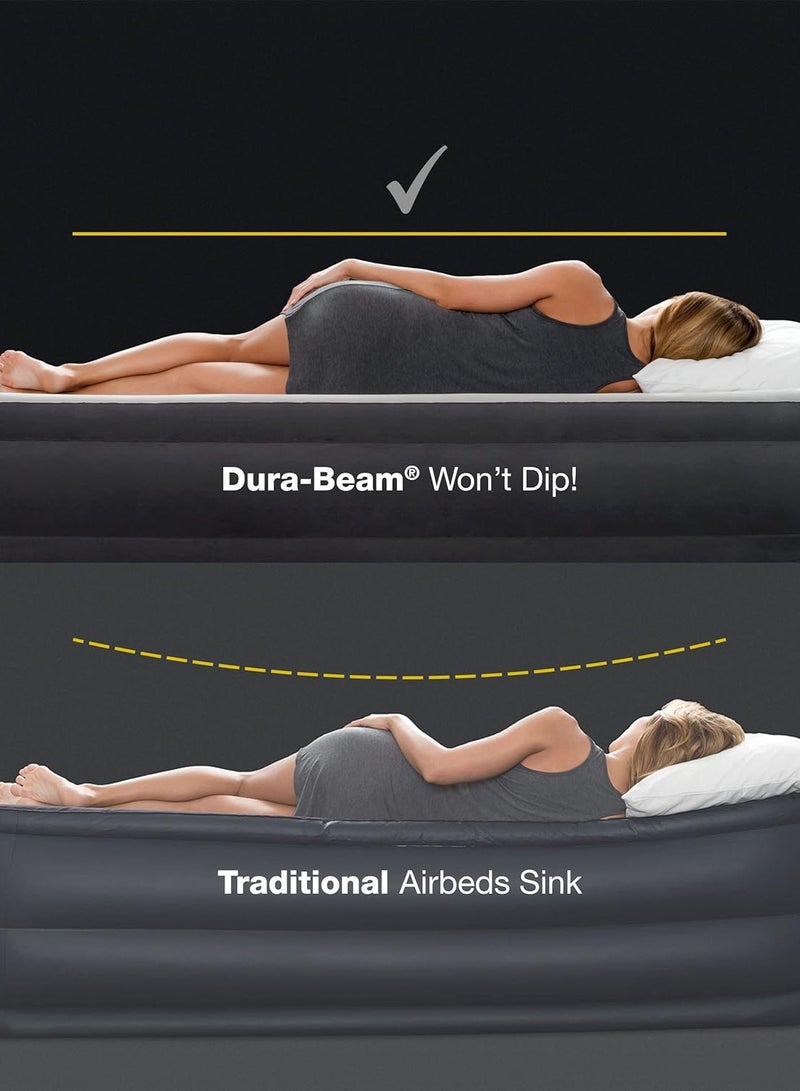 INTEX Dura-Beam Plus Comfort Queen Air Bed Queen Dura-Beam Comfort Plush High-Rise Inflatable Air Mattress With Built In Pump For Travel And Camping Air Bed With Fastfill Usb Pump 203X152X36CM Airbed Fibertech Technology - Image 3