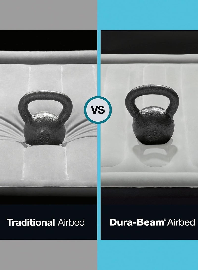 INTEX Dura-Beam Plus Comfort Queen Air Bed Queen Dura-Beam Comfort Plush High-Rise Inflatable Air Mattress With Built In Pump For Travel And Camping Air Bed With Fastfill Usb Pump 203X152X36CM Airbed Fibertech Technology - Image 4