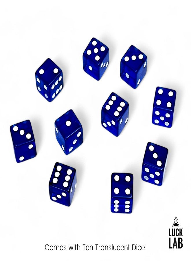 Luck Lab 10 Piece 19 mm Dice Pack - Acrylic and Translucent D6 Dice, Square w/Rounded Edge for Casino, Craps, RPG MTG DND Dice Table Games and Board Games (Blue) - Image 2