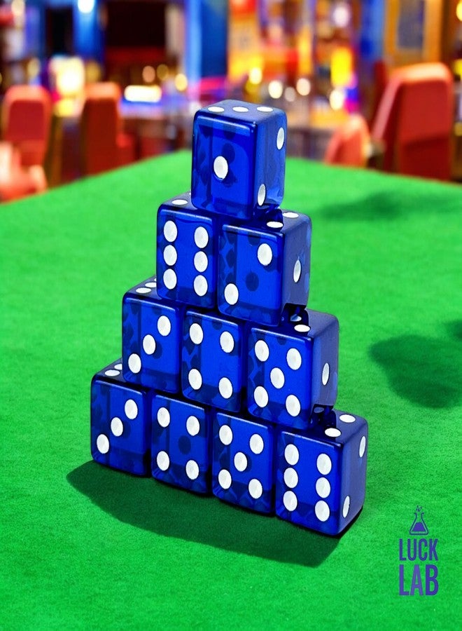 Luck Lab 10 Piece 19 mm Dice Pack - Acrylic and Translucent D6 Dice, Square w/Rounded Edge for Casino, Craps, RPG MTG DND Dice Table Games and Board Games (Blue) - Image 3