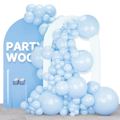 PartyWoo Baby Blue Balloons 120pcs Different Sizes of 18 12 10 5 Inch Light Pastel Sky Aqua Blue Balloon Arch Kit Garland for Graduation Baby Shower Gender Reveal Easter Party Decorations BlueQ13 - Image 1