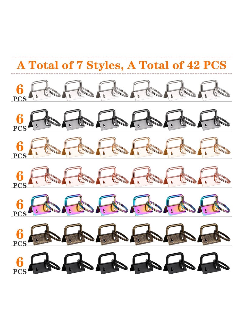 Key Fob Hardware, 42PCS 1 Inch 7 Colors Keychain Hardware Set for Wristlet Keychain, Lanyard and Chain Making Supplies  - Image 3