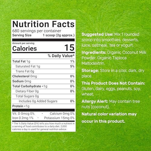 DEAL SUPPLEMENT Unsweetened Organic Coconut Milk Powder, 3lbs – Dairy Free Creamer Alternative – Sugar Free Raw Flavor – Rich Source of MCT Oil – Great for Coffee or Tea – Non-GMO, Plant Based, Keto - Image 2