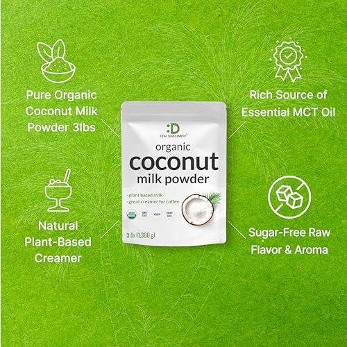 DEAL SUPPLEMENT Unsweetened Organic Coconut Milk Powder, 3lbs – Dairy Free Creamer Alternative – Sugar Free Raw Flavor – Rich Source of MCT Oil – Great for Coffee or Tea – Non-GMO, Plant Based, Keto - Image 4