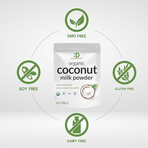 DEAL SUPPLEMENT Unsweetened Organic Coconut Milk Powder, 3lbs – Dairy Free Creamer Alternative – Sugar Free Raw Flavor – Rich Source of MCT Oil – Great for Coffee or Tea – Non-GMO, Plant Based, Keto - Image 3