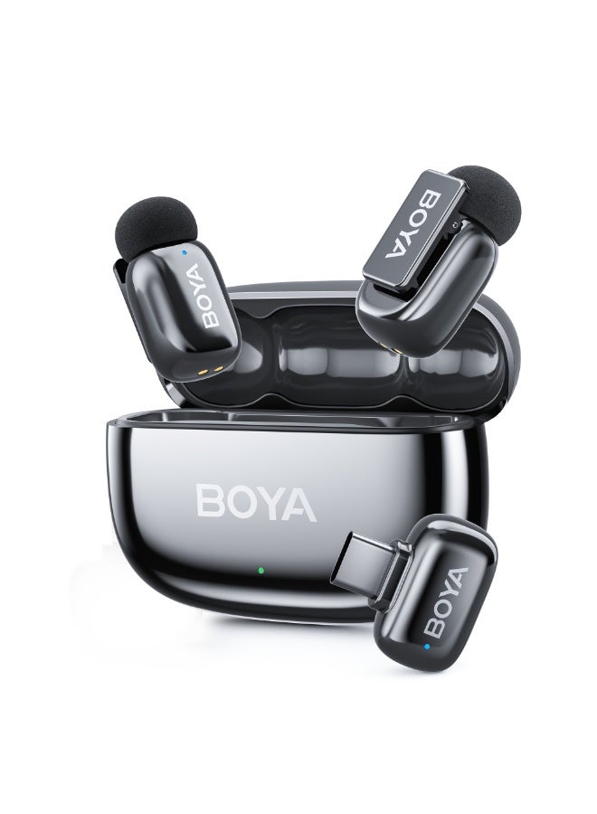 BOYA (New Arrivals)BOYA mini 2-02 Wireless Lavalier Microphone Original AI Noise Cancelling Mic Super mini Mic for Vlogging iPhone Android PC（Lunar Silver） - Image 1