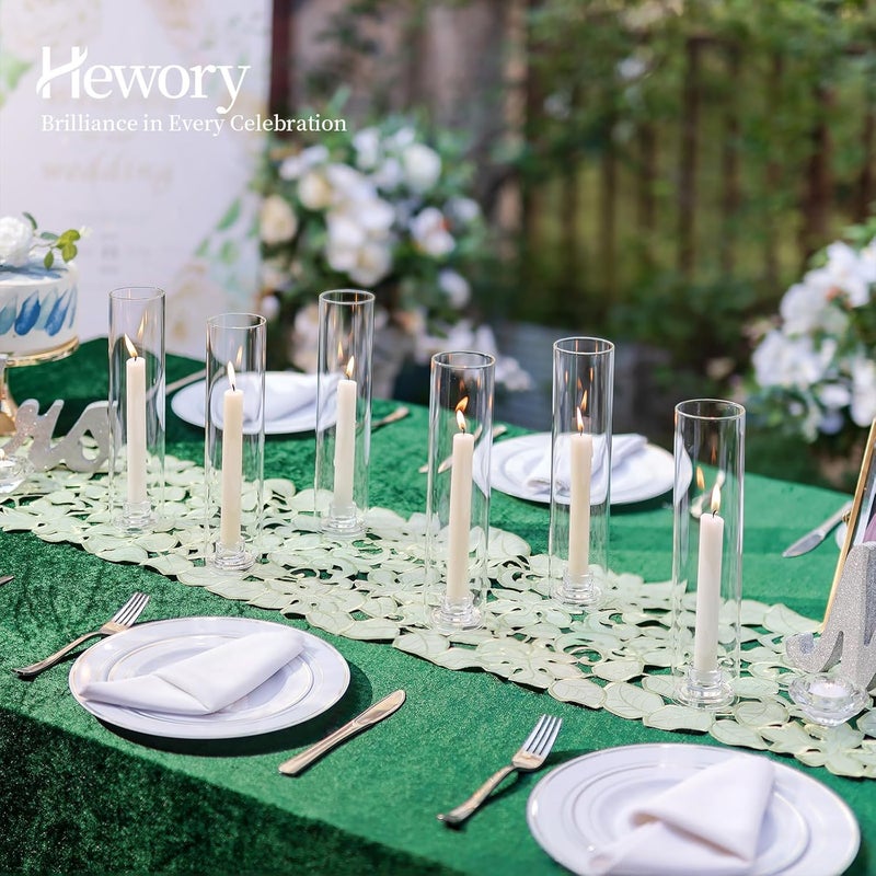 Hewory Hurricane Glass Candle Holders: 10 PCS Clear Open Ended Cylinder Candle Holder Sleeve for Candlestick Holders - Taper Candle Holder Bulk for Wedding Christmas Centerpiece Decor (D 2.5" x H 11") - Image 3
