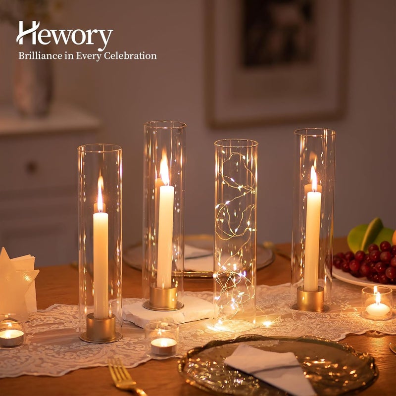 Hewory Hurricane Glass Candle Holders: 10 PCS Clear Open Ended Cylinder Candle Holder Sleeve for Candlestick Holders - Taper Candle Holder Bulk for Wedding Christmas Centerpiece Decor (D 2.5" x H 11") - Image 4