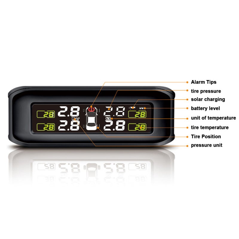 Tire Pressure Monitoring System: Black External Sensor - Real-Time Monitoring Alarm System High-Performance Chip Dual Power Supplies for Sedans SUVs Off-Road Vehicles Commercial Vans All Drivers - Image 3