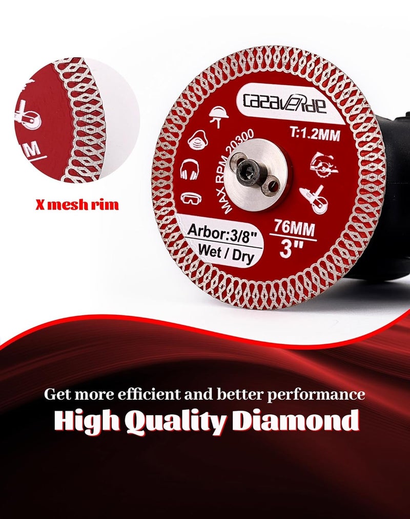 Casaverde 2 Pcs of 3" Diamond Tile Blade,Super Thin Porcelain Blade 76mm with 3/8" Arbor for Cutting Ceramic Tile,Stone Tile - Image 5