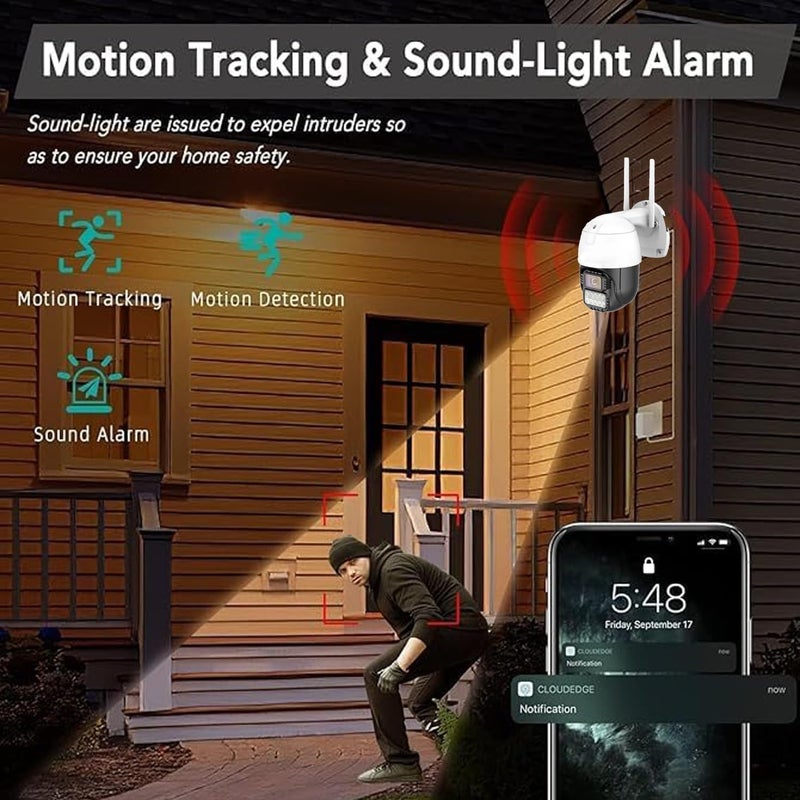 TP PLUS كاميرا أمان منزلية ذكية بدقة 3MP Full HD مع رؤية 360° وكاميرا مصباح بزاوية دوران ودردشة ودعم بطاقة SD سعة 128GB (غير مدرجة) مثالية لكاميرا ضوء (PTZ عالية) - Image 2