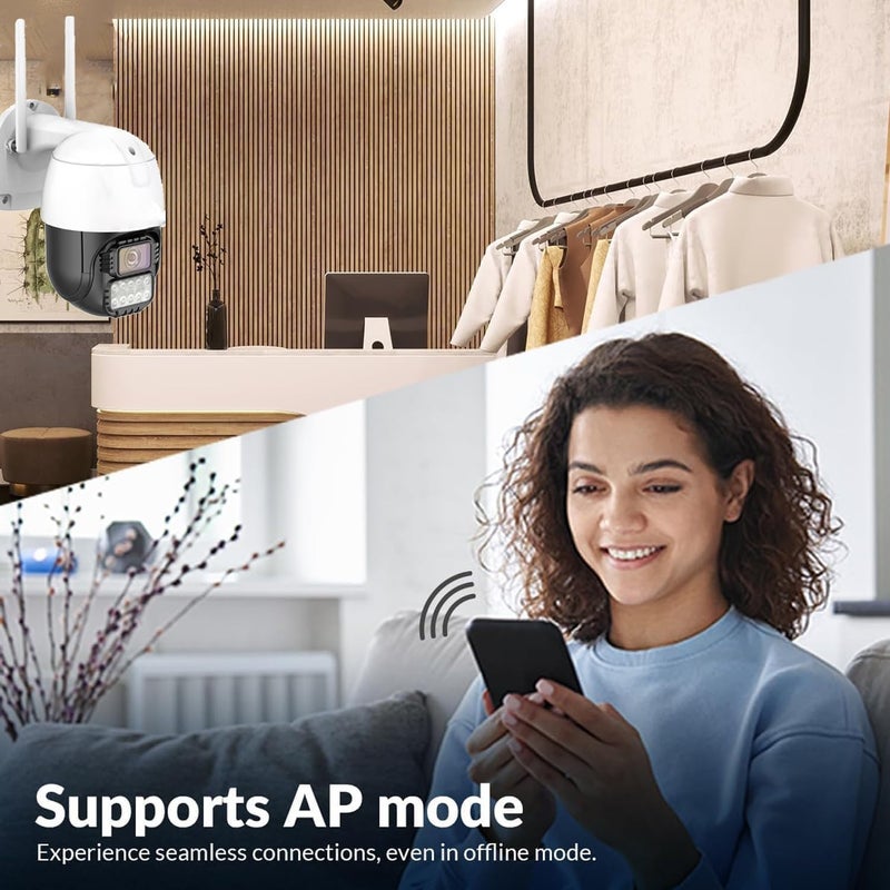 TP PLUS كاميرا أمان منزلية ذكية بدقة 3MP Full HD مع رؤية 360° وكاميرا مصباح بزاوية دوران ودردشة ودعم بطاقة SD سعة 128GB (غير مدرجة) مثالية لكاميرا ضوء (PTZ عالية) - Image 4