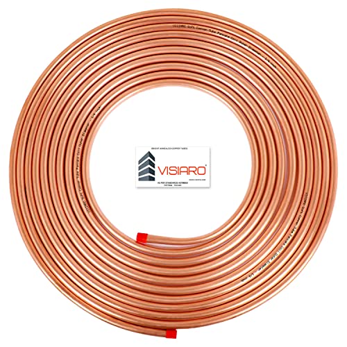 Visiaro Pure Soft Copper Tube, 15mtr, Outer Dia 1/4 inch, Wall Thickness 25 swg, 99.9% Purity, Industrial Metal, Seamless Pipe for Air Conditioning, Refrigeration, Plumbing Systems and DIY Projects - Image 1