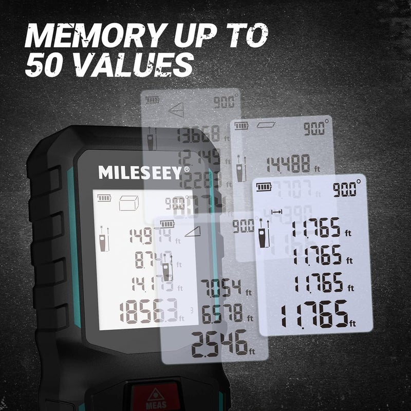 MiLESEEY G2 Laser Measurement Tool 330FT FtinMFtin with Angle Sensor Laser Measuring Tool with Pocket Clip Distance Area Volume Measure and Pythagoras 116 in Accuracy - Image 5
