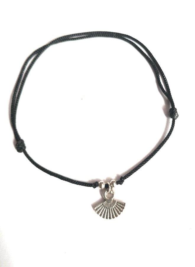 Jyokrish Handmade Adjustable Simple Black Thread twisted hanging Chinese Fan anklet For Women | girls | Nazariya |Payal | Nazar Battu |Free Size |Pair of 1 - Image 4