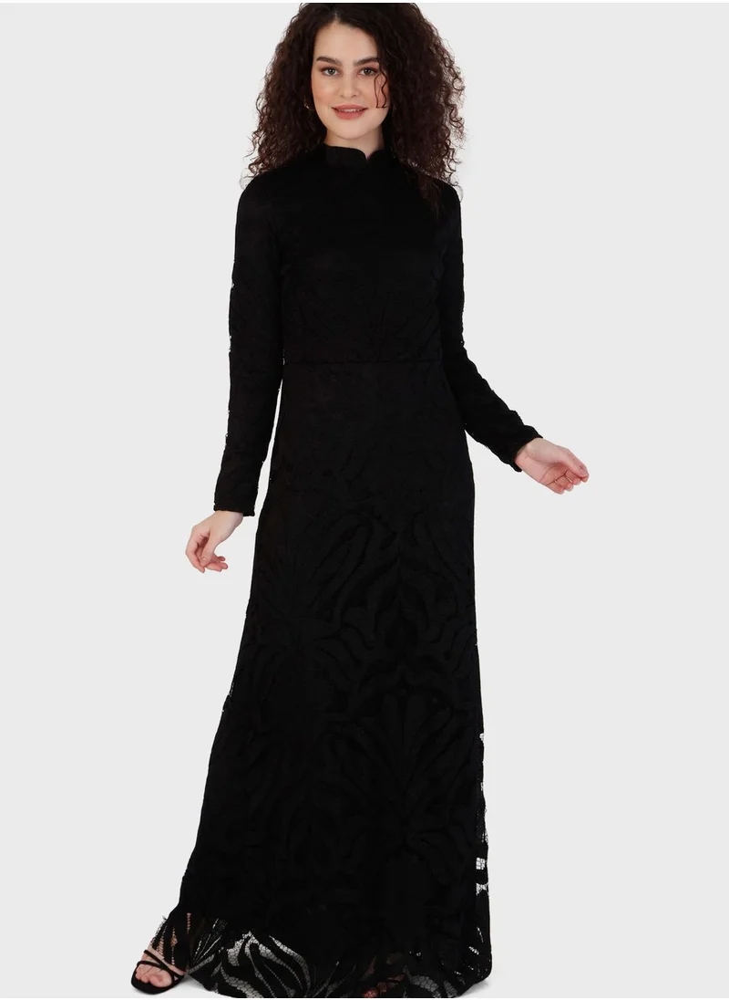 Tavin by Modanisa Mesh Detail Knitted Dress