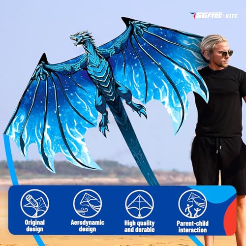 SGftre Complete Kite with Handle, Line & Accessories,Easy to Fly for Kids & Adults, Perfect for Beach, Park, Family Outdoor Activities (Speed Dragon B, 1) - Image 2